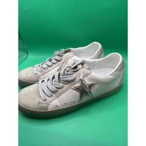 Shu Shop Womens Sneakers 8.5 Paula Low Top Bone Snake Color Glitter Gold Star